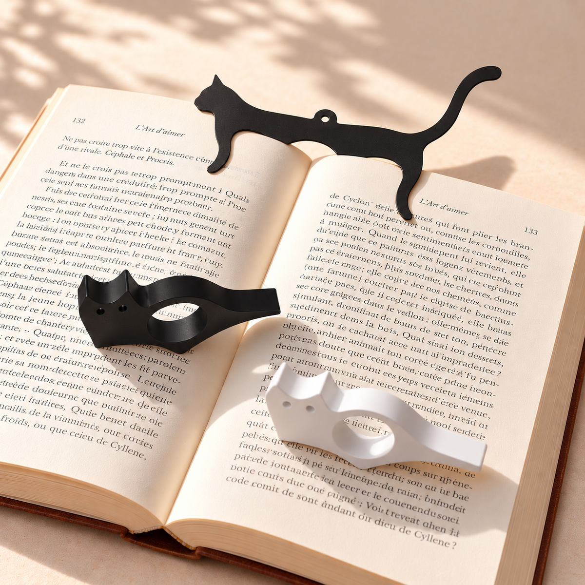 Coffret lecture Catezya avec cale-page noir, cale-page blanc et marque-page chat noir