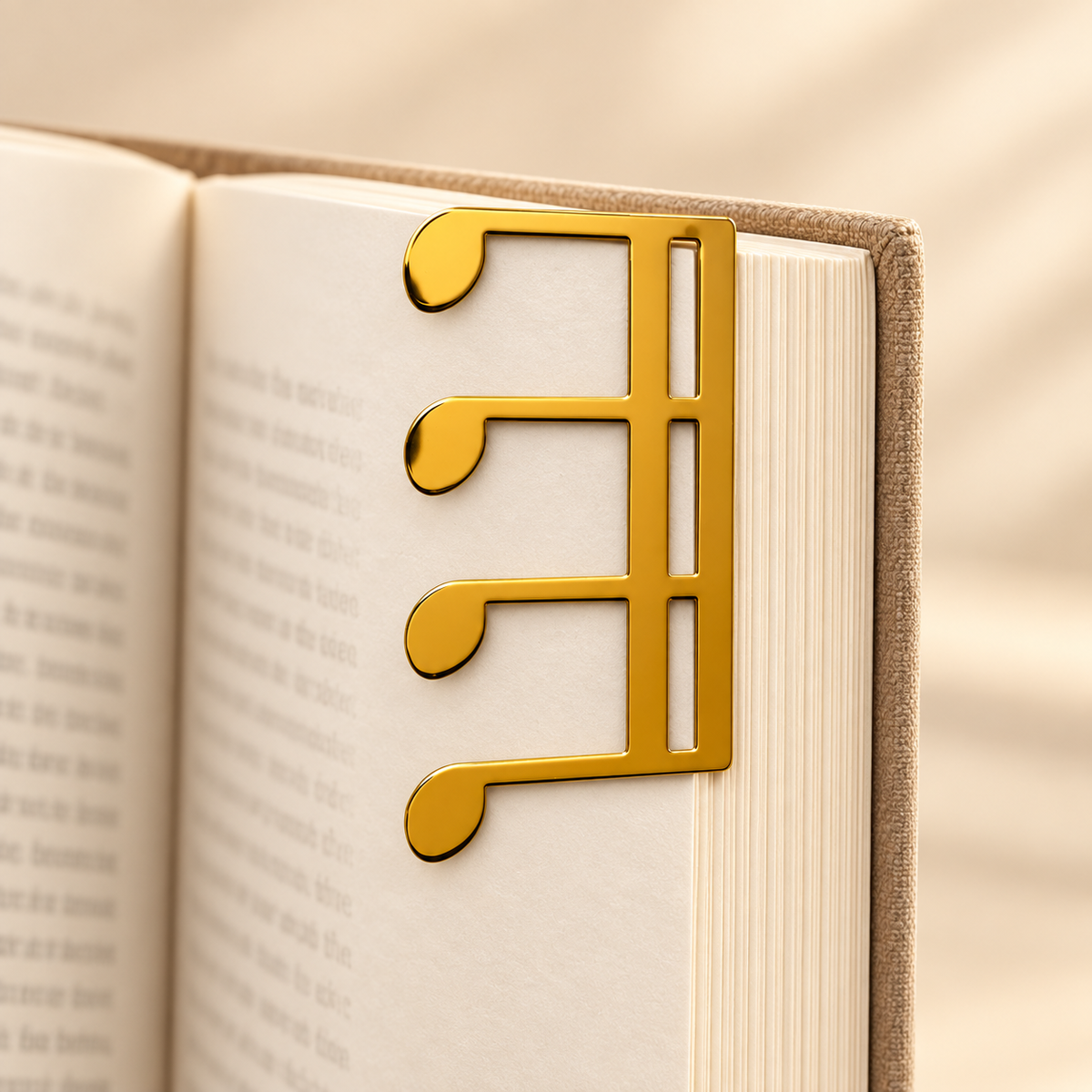 Marque-page note de musique doré Catezya sur livre ouvert