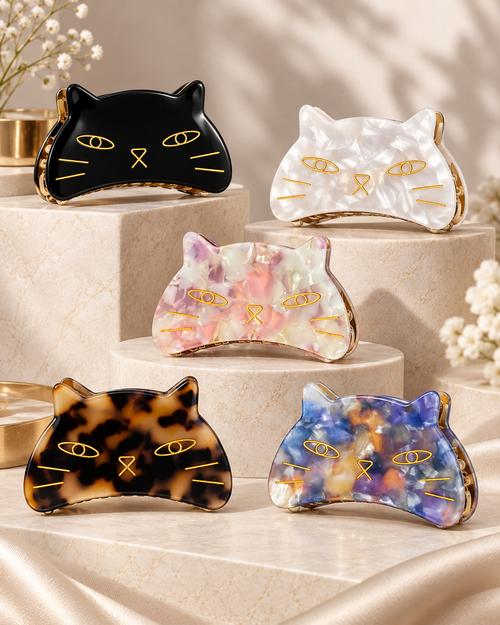 Collection de pinces à cheveux Chat Catezya – cinq coloris